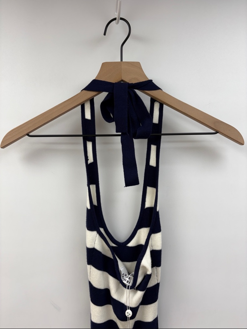 NWT Frankies Bikinis Dolly Striped Stretchy Rib Knit Halter Mini Dress Navy XS - Picture 8 of 11